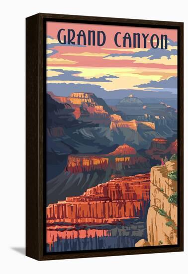 Grand Canyon National Park - Sunset View-Lantern Press-Framed Stretched Canvas