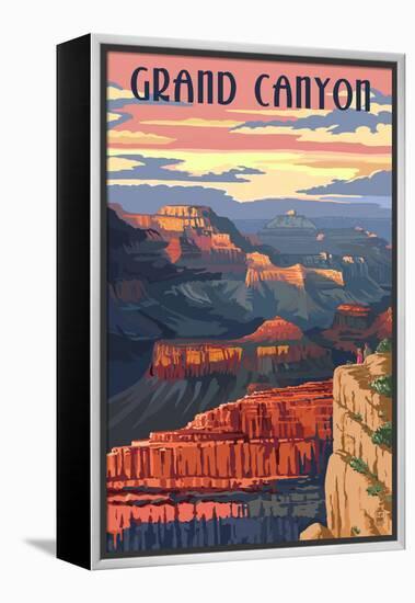 Grand Canyon National Park - Sunset View-Lantern Press-Framed Stretched Canvas