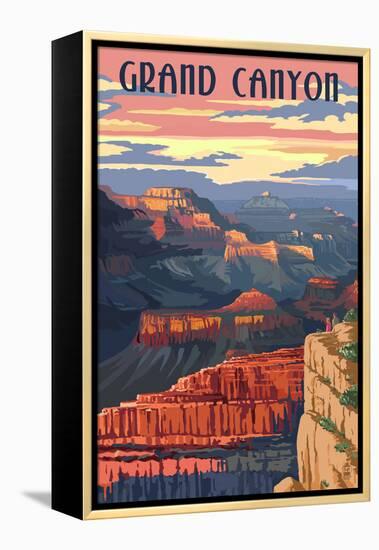 Grand Canyon National Park - Sunset View-Lantern Press-Framed Stretched Canvas