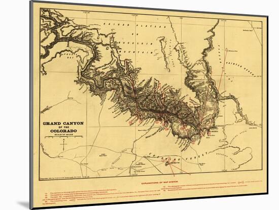 Grand Canyon of Colorado River - Panoramic Map-Lantern Press-Mounted Art Print