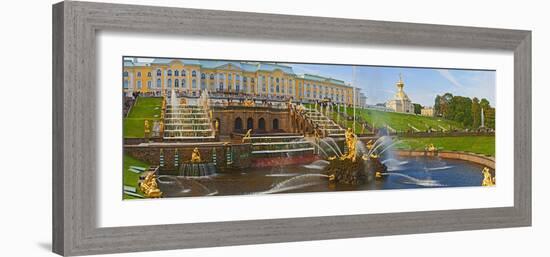 Grand Cascade Fountain in Front of the Peterhof Grand Palace, Petrodvorets, St. Petersburg, Russia-null-Framed Photographic Print