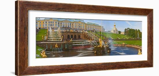 Grand Cascade Fountain in Front of the Peterhof Grand Palace, Petrodvorets, St. Petersburg, Russia-null-Framed Photographic Print