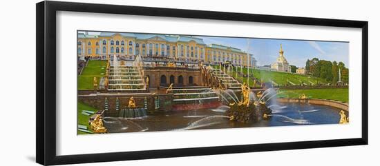 Grand Cascade Fountain in Front of the Peterhof Grand Palace, Petrodvorets, St. Petersburg, Russia-null-Framed Photographic Print