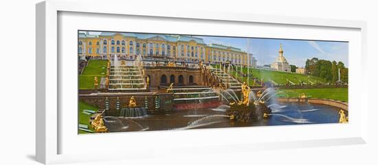 Grand Cascade Fountain in Front of the Peterhof Grand Palace, Petrodvorets, St. Petersburg, Russia-null-Framed Photographic Print