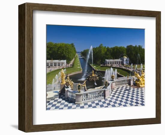 Grand Cascade Fountains, Peterhof, Saint Petersburg, Russia-Walter Bibikow-Framed Photographic Print