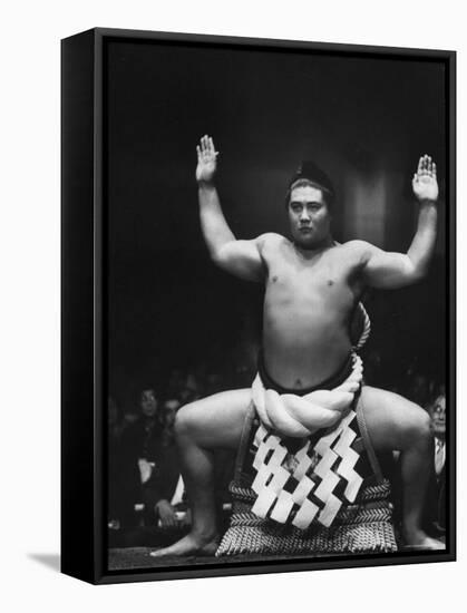 Grand Champion Sumo Wrestler, Taiho Performing Ring Ceremony Before Match-Bill Ray-Framed Premier Image Canvas