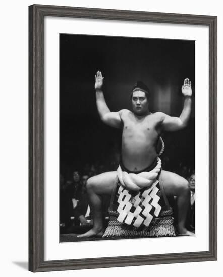 Grand Champion Sumo Wrestler, Taiho Performing Ring Ceremony Before Match-Bill Ray-Framed Premium Photographic Print