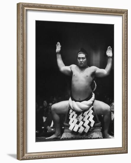 Grand Champion Sumo Wrestler, Taiho Performing Ring Ceremony Before Match-Bill Ray-Framed Premium Photographic Print