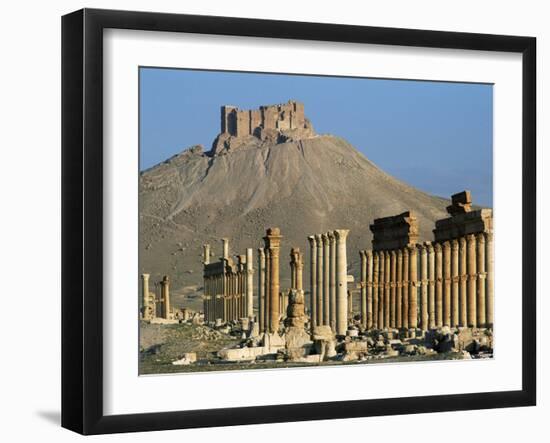 Grand Colonnade and the Arab Castle, Palmyra, Unesco World Heritage Site, Syria, Middle East-Bruno Morandi-Framed Photographic Print