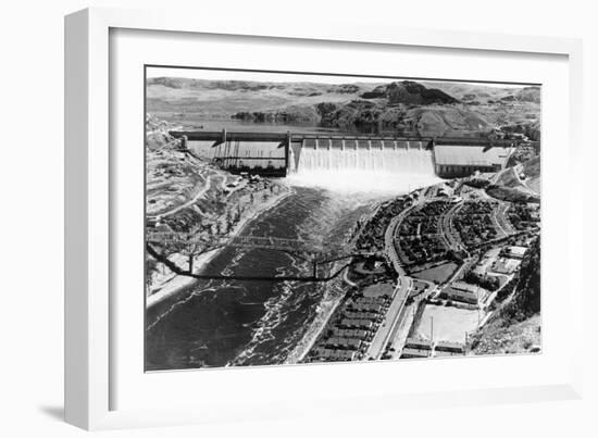 Grand Coulee Dam View from Air Photograph - Grand Coulee, WA-Lantern Press-Framed Art Print