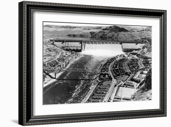 Grand Coulee Dam View from Air Photograph - Grand Coulee, WA-Lantern Press-Framed Art Print