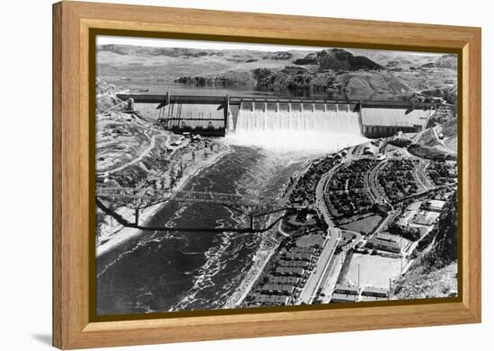 Grand Coulee Dam View from Air Photograph - Grand Coulee, WA-Lantern Press-Framed Stretched Canvas