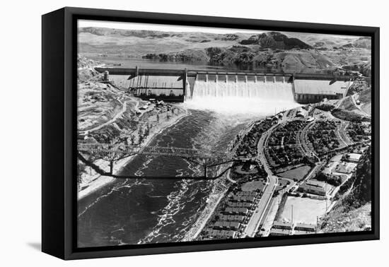 Grand Coulee Dam View from Air Photograph - Grand Coulee, WA-Lantern Press-Framed Stretched Canvas