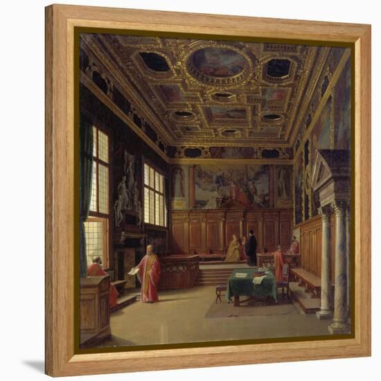 Grand Council Hall of the Doge's Palace in Venice-Heinrich Hansen-Framed Premier Image Canvas