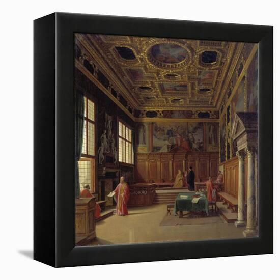 Grand Council Hall of the Doge's Palace in Venice-Heinrich Hansen-Framed Premier Image Canvas