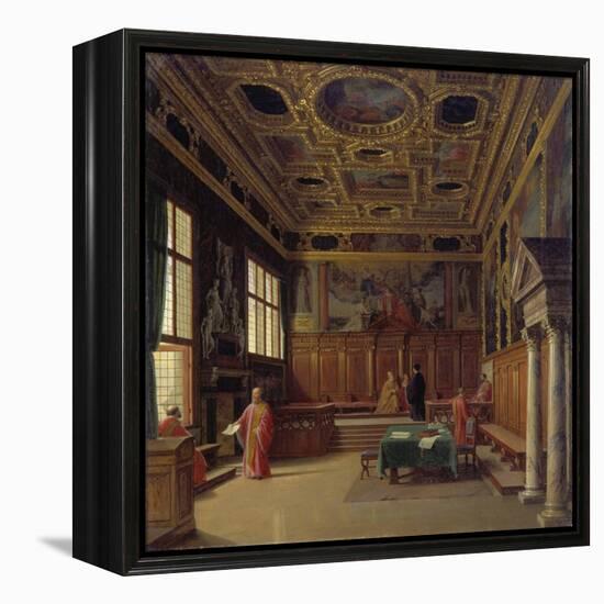 Grand Council Hall of the Doge's Palace in Venice-Heinrich Hansen-Framed Premier Image Canvas