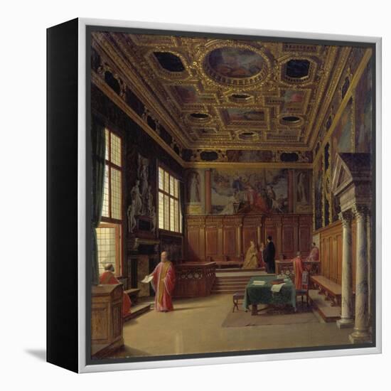 Grand Council Hall of the Doge's Palace in Venice-Heinrich Hansen-Framed Premier Image Canvas