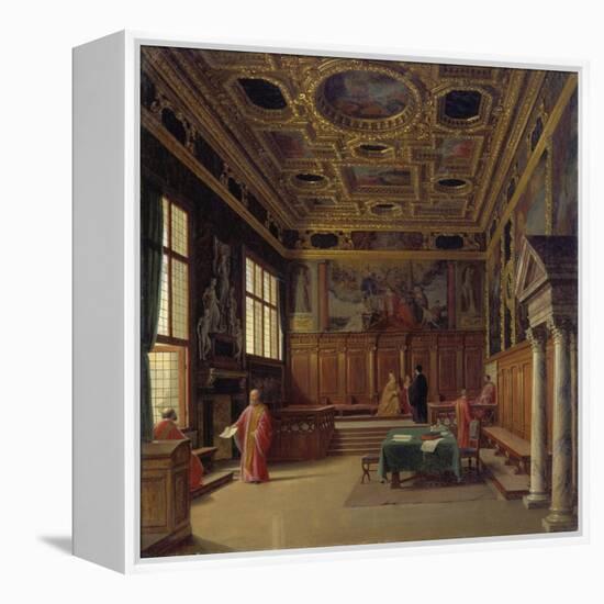 Grand Council Hall of the Doge's Palace in Venice-Heinrich Hansen-Framed Premier Image Canvas