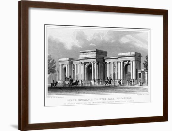 Grand Entrance to Hyde Park, Piccadilly, Westminster, London, 19th Century-W Wallis-Framed Giclee Print