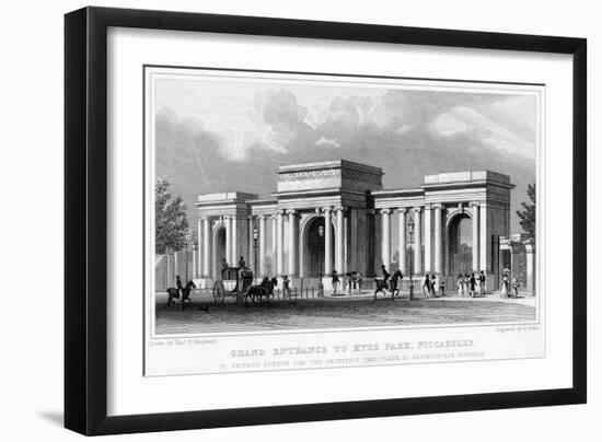 Grand Entrance to Hyde Park, Piccadilly, Westminster, London, 19th Century-W Wallis-Framed Giclee Print