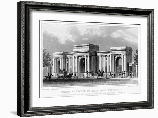 Grand Entrance to Hyde Park, Piccadilly, Westminster, London, 19th Century-W Wallis-Framed Giclee Print