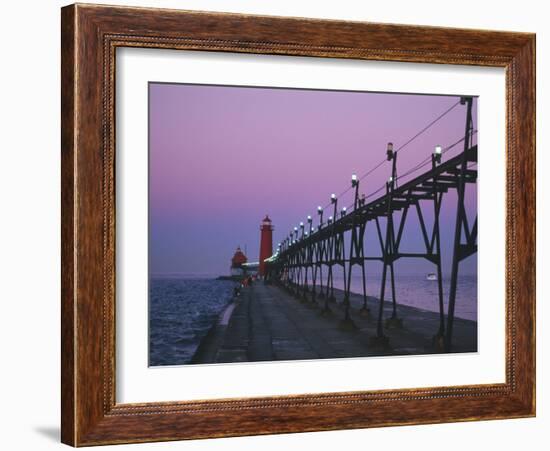 Grand Haven Lighthouse on Lake Michigan, Grand Haven, Michigan, USA-Michael Snell-Framed Photographic Print