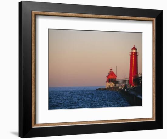 Grand Haven Lighthouse on Lake Michigan, Grand Haven, Michigan, USA-Michael Snell-Framed Photographic Print