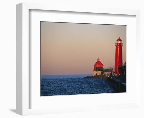 Grand Haven Lighthouse on Lake Michigan, Grand Haven, Michigan, USA-Michael Snell-Framed Photographic Print