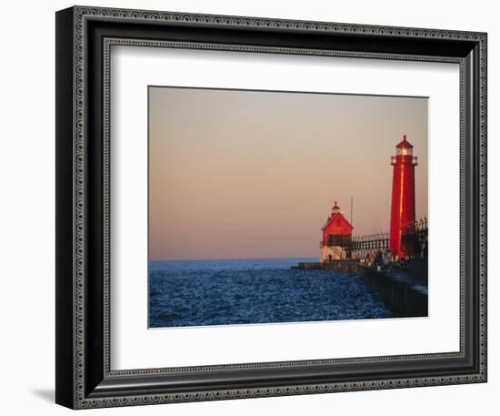 Grand Haven Lighthouse on Lake Michigan, Grand Haven, Michigan, USA-Michael Snell-Framed Photographic Print