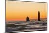 Grand Haven South Pier Lighthouse at Sunset on Lake Michigan, Ottawa County, Grand Haven, Mi-Richard and Susan Day-Mounted Photographic Print