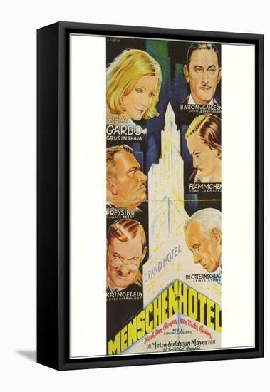 Grand Hotel, German Movie Poster, 1932-null-Framed Stretched Canvas