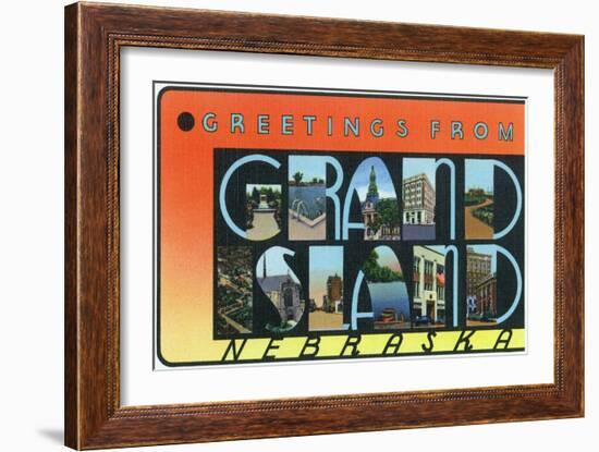 Grand Island, Nebraska - Large Letter Scenes-Lantern Press-Framed Art Print