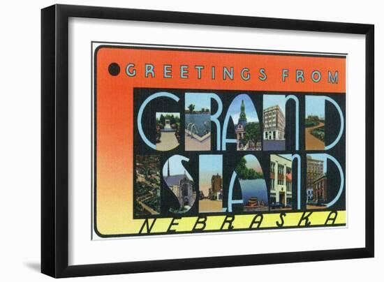 Grand Island, Nebraska - Large Letter Scenes-Lantern Press-Framed Art Print