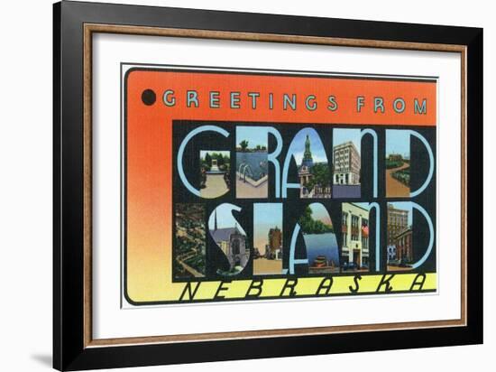 Grand Island, Nebraska - Large Letter Scenes-Lantern Press-Framed Art Print