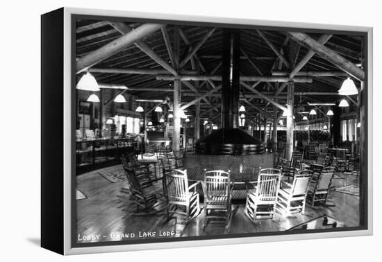 Grand Lake, Colorado - Interior Lobby of Grand Lake Lodge-Lantern Press-Framed Stretched Canvas
