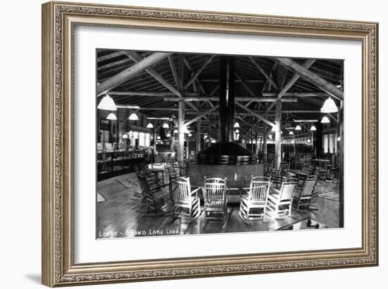 Grand Lake, Colorado - Interior Lobby of Grand Lake Lodge-Lantern Press-Framed Art Print