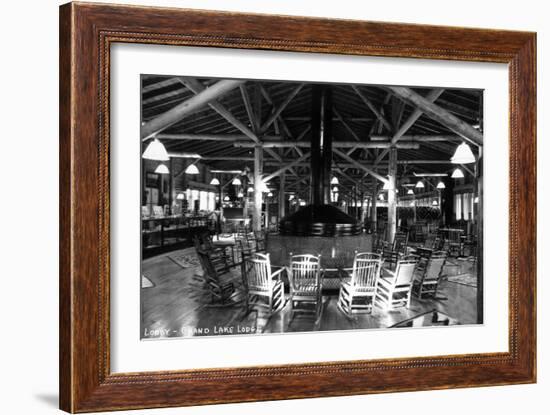 Grand Lake, Colorado - Interior Lobby of Grand Lake Lodge-Lantern Press-Framed Art Print