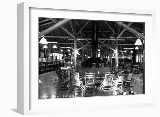 Grand Lake, Colorado - Interior Lobby of Grand Lake Lodge-Lantern Press-Framed Art Print