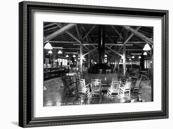 Grand Lake, Colorado - Interior Lobby of Grand Lake Lodge-Lantern Press-Framed Art Print