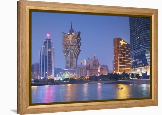 Grand Lisboa and Wynn Hotel and Casino at Dusk, Macau, China, Asia-Ian Trower-Framed Premier Image Canvas