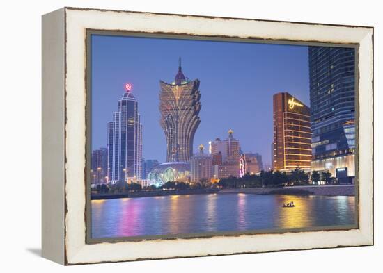 Grand Lisboa and Wynn Hotel and Casino at Dusk, Macau, China, Asia-Ian Trower-Framed Premier Image Canvas