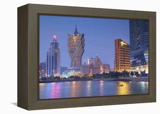 Grand Lisboa and Wynn Hotel and Casino at Dusk, Macau, China, Asia-Ian Trower-Framed Premier Image Canvas