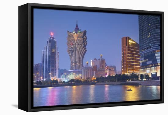 Grand Lisboa and Wynn Hotel and Casino at Dusk, Macau, China, Asia-Ian Trower-Framed Premier Image Canvas