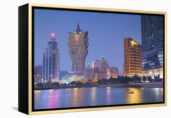 Grand Lisboa and Wynn Hotel and Casino at Dusk, Macau, China, Asia-Ian Trower-Framed Premier Image Canvas