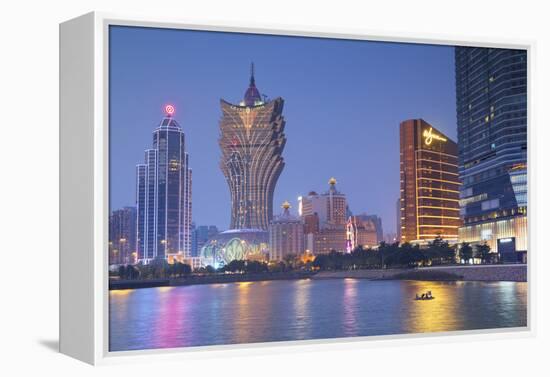 Grand Lisboa and Wynn Hotel and Casino at Dusk, Macau, China, Asia-Ian Trower-Framed Premier Image Canvas