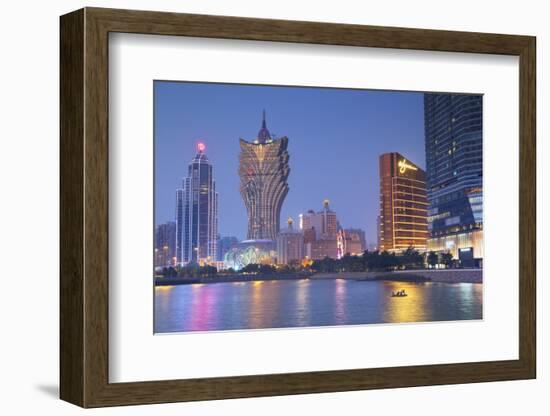 Grand Lisboa and Wynn Hotel and Casino at Dusk, Macau, China, Asia-Ian Trower-Framed Photographic Print