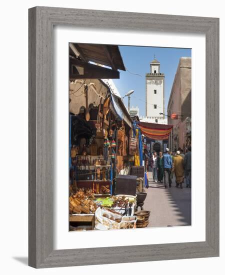 Grand Mosque and Street Scene in the Medina, Essaouira, Morocco, North Africa, Africa-Charles Bowman-Framed Photographic Print