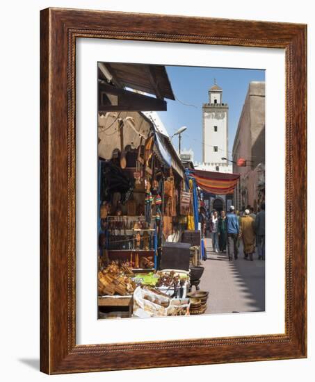 Grand Mosque and Street Scene in the Medina, Essaouira, Morocco, North Africa, Africa-Charles Bowman-Framed Photographic Print