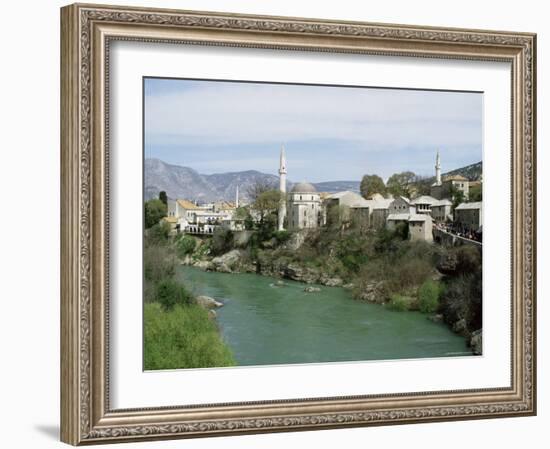 Grand Mosque (Karadjoz Beg) and River Neretya, Mostar, Bosnia Herzegovina-Michael Short-Framed Photographic Print