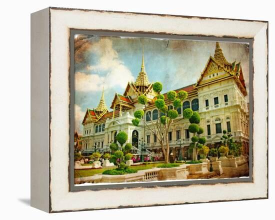 Grand Palace - Bangkok - Retro Styled Picture-Maugli-l-Framed Stretched Canvas